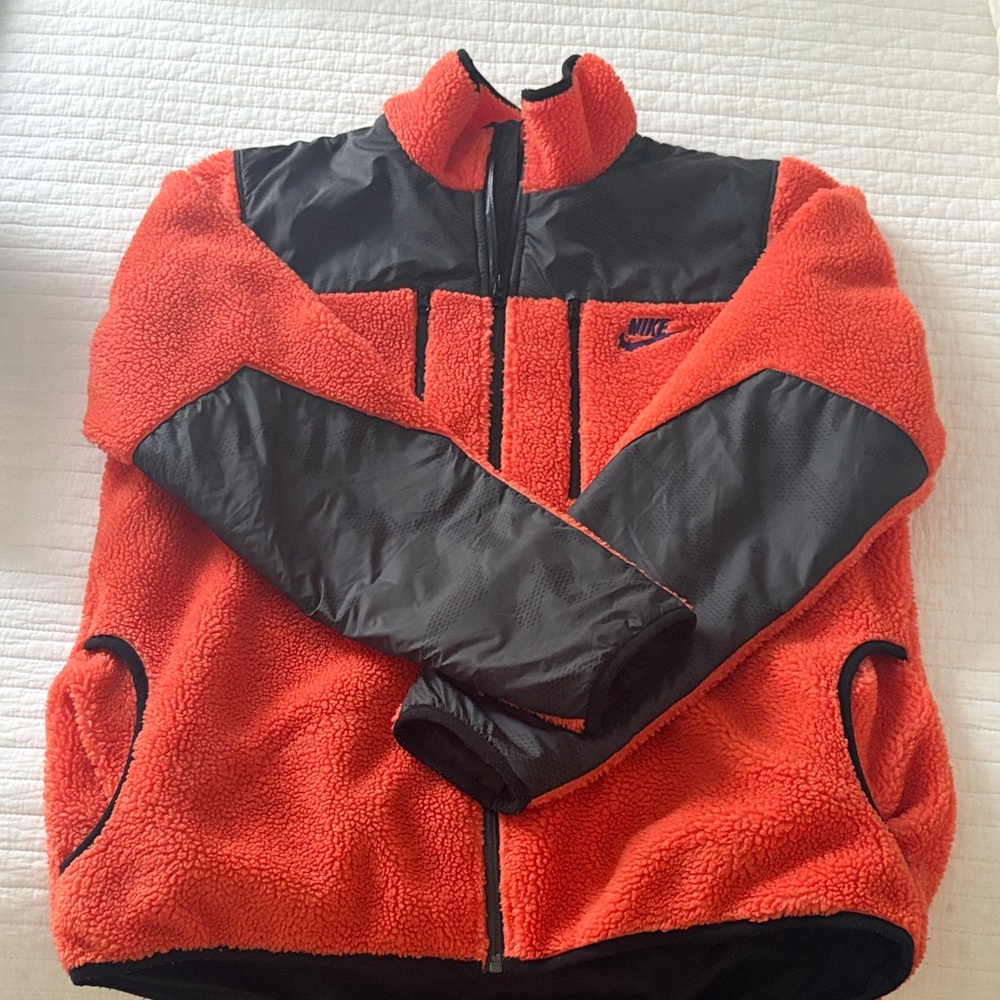 Nike Orange and Black Sherpa Jacket